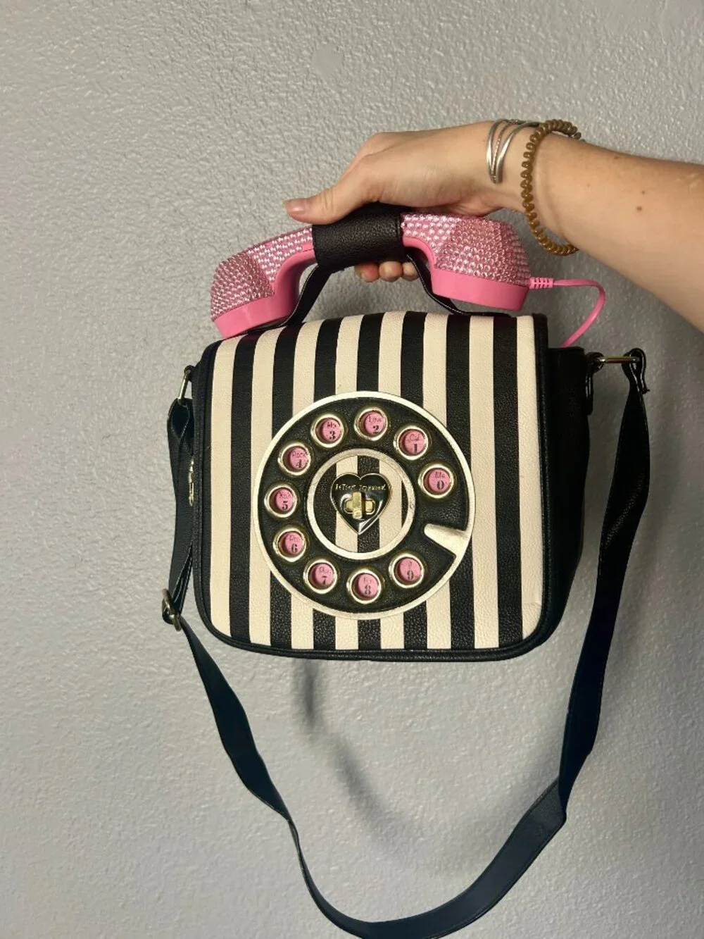 Betsey Johnson Kitsch Dial Up Rotary Phone Crossbody Bag with Phone